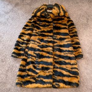Brand new, never worn JCrew Tiger Faux Fur Coat.